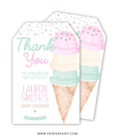 Ice Cream Baby Shower Favor Tags
